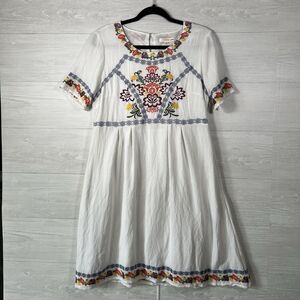 Orange Creek White Floral Embroidered  Dress Size Large